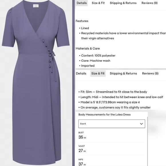 🇨🇦 Aritzia Wilfred Lulea Short Sleeve Chiffon Midi Wrap Dress - Picture 15 of 16